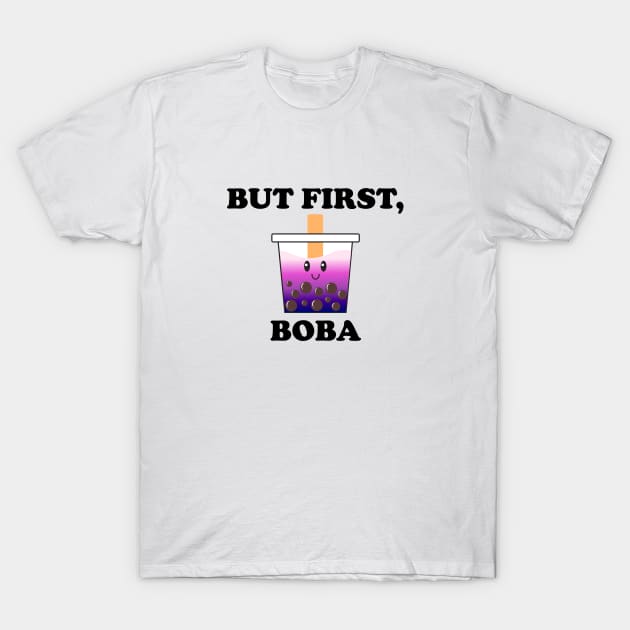 But First, Boba - Cute Galaxy Boba Bubble Tea T-Shirt by Kelly Gigi